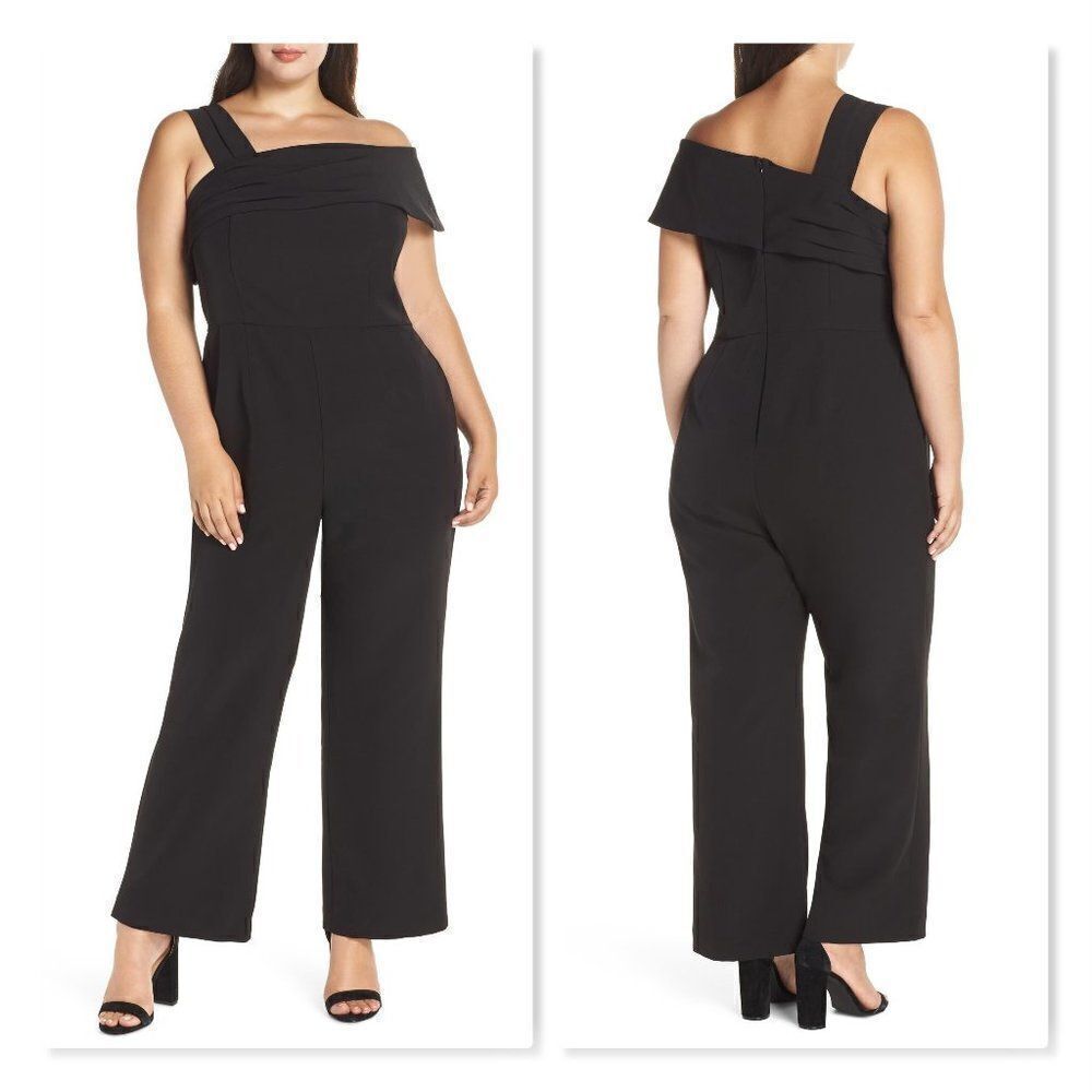Eliza J Asymmetrical Neckline Jumpsuit size 20W in Black - NEW